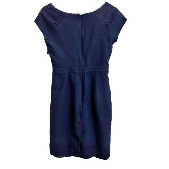 J. Crew Navy 100% Wool Origami Sheath Dress 12 SP - Picture 3 of 13